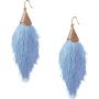 Humble Chic Fringe Tassel Statement Dangle Earrings - Lightweight Boho Long Feather Drops for Women - Bohemian Tribal Hammered Gold-Tone with Silky Thread Strands