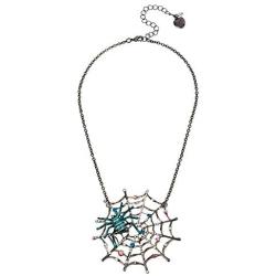 Betsey Johnson Spiderweb Short Pendant Necklace