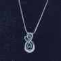 Cremation Jewelry Blue Crystal Inlay Infinite Love Stainless Steel Memorial Necklace Chains Ashes Holder Keepsake Pendant for Human Pets with Free 21''Chain Mini Funnel Fill Kits Beautiful Gift Box