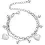 Jude Jewelers Stainless Steel Heart Charm Box Chain Adjustable Size Strand Bracelet Jude Jewelers Stainless Steel Heart Charm Box Chain Adjustable Size Strand Bracelet
