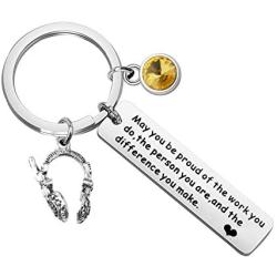 SEIRAA Dispatcher Gifts Thin Gold Line Gift 911 Operators Dispatcher Appreciation Gift Keychain EMT Medical Alerts Jewelry