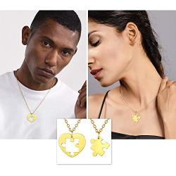 U7 Couples Necklace Stainless Steel Gold Color Custom Cat Yin Yang/Heart Puzzle BFF Friendship/Mother Daugther/His and Her Matching Set Necklaces for Men Women