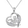 Sterling Silver Angel Girl Love Heart Engraved Word Always in my heart Pendant Necklace for Women Teenage Girls Princess