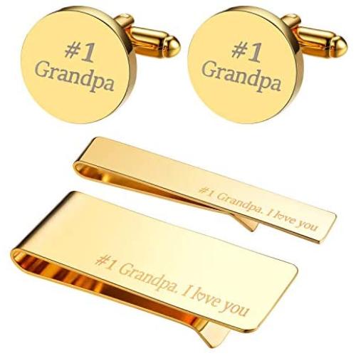 BodyJ4You 4PC Cufflinks Tie Bar Money Clip Button Shirt Father Day Love Best Dad Gift Box Set