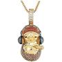 KMASAL Iced Out Rock Orangutan Pendant 18k Gold Plated Lab Diamond Hip Hop Necklace Gold Color Copper Pendent for Men Women Jewelry with Stainless Steel Rope Chain