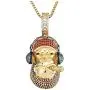 KMASAL Iced Out Rock Orangutan Pendant 18k Gold Plated Lab Diamond Hip Hop Necklace Gold Color Copper Pendent for Men Women Jewelry with Stainless Steel Rope Chain