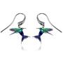 Guy Harvey Enameled Hummingbird Earrings Crafted in Sterling Silver