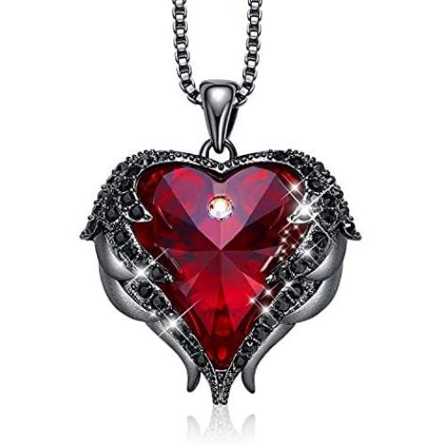 CDE Angel Wing Love Heart Necklaces for Women Silver Tone/Gold Tone Pendant Valentines Day Jewelry Gifts for Women Mom/Wife/Sister