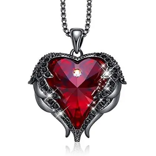 CDE Angel Wing Love Heart Necklaces for Women Silver Tone/Gold Tone Pendant Valentines Day Jewelry Gifts for Women Mom/Wife/Sister