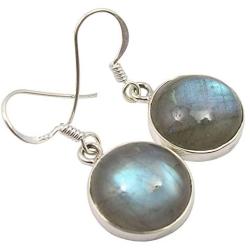 SilverStarJewel Bijoux 14 x 14 mm Labradorite Earrings 1.3'' Sterling Silver