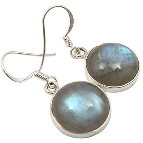 SilverStarJewel Bijoux 14 x 14 mm Labradorite Earrings 1.3'' Sterling Silver