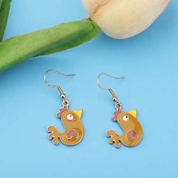 SEIRAA Chicken Earrings for Women Girls Chicken Farmer Gifts Funny Rooster Drop Earrings
