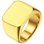 FaithHeart Personalized Signet Ring for Men, Stainless Steel/Gold Plated Solid Polished Jewelry, Initial Engraving Monogram Pinky Rings Custom with 3 Letters, Size 7-12 (Send Gift Box)