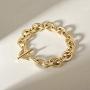 JINBAOYING Gold Bracelets for Women Fashion Unique Wide Cuban Curb Link Bracelet Gold Link Bracelets with CZ Adjustable Stainless Steel Women Link Charm Bracelets