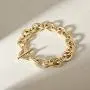 JINBAOYING Gold Bracelets for Women Fashion Unique Wide Cuban Curb Link Bracelet Gold Link Bracelets with CZ Adjustable Stainless Steel Women Link Charm Bracelets