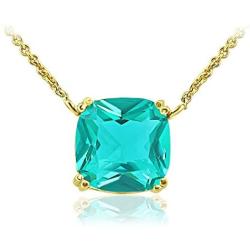 925 Sterling Silver 10mm/0.39'' Cushion Cut Solitaire Gemstone Pendant Necklace for Women, 18 inch