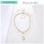 FAMARINE Gold Layered Pendant Long Necklace, 3 Layer Choker Necklace Chain Pendant Costume Jewelry for Women FAMARINE Gold Layered Pendant Long Necklace, 3 Layer Choker Necklace Chain Pendant Costume Jewelry for Women