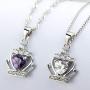 Sterling Silver Necklace Royal Crown Pendant 2 Colors Zircon 18inches 925 Box Chain Clavicle Pendant
