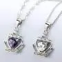 Sterling Silver Necklace Royal Crown Pendant 2 Colors Zircon 18inches 925 Box Chain Clavicle Pendant