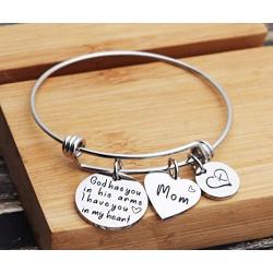 Meibai Memorial Bracelet God Has You in His Arms I Have You in My Heart Expandable Bangle Loss of Mom Gift Dad Memorial Gift