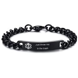 Free Custom Engraving Stainless Steel Emergency Medical Alert ID Bracelet for Men Women