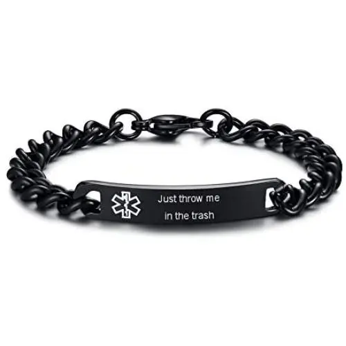 Free Custom Engraving Stainless Steel Emergency Medical Alert ID Bracelet for Men Women Free Custom Engraving Stainless Steel Emergency Medical Alert ID Bracelet for Men Women