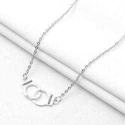 Furious Jewelry Alloy Personality Retro Handcuffs Freedom Pendant Necklace， Rolo Chain 22+2