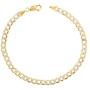 Nuragold 10k Yellow Gold 4.5mm Cuban Chain Curb Link Diamond Cut Pave Two Tone Bracelet, Mens Womens Lobster Lock 7'' 7.5'' 8'' 8.5'' 9''