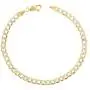 Nuragold 10k Yellow Gold 4.5mm Cuban Chain Curb Link Diamond Cut Pave Two Tone Bracelet, Mens Womens Lobster Lock 7'' 7.5'' 8'' 8.5'' 9''