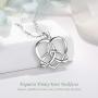LOOVE Irish Celtic Love Knot Necklace Sterling Silver Infinity Heart Triquetra Pendant Good Luck Vintage Jewelry with 18 Inches Chain, Memorial Gifts for Her Women Couples Child