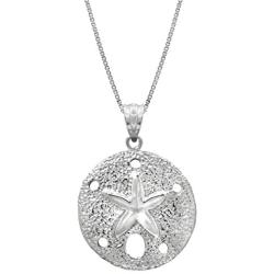 Honolulu Jewelry Company Sterling Silver Sand Dollar Necklace Pendant with 18'' Box Chain