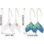Mermaid Acrylic Earrings for Women Girls, MTSCE Colorful Fringed Pearl Sequin Fishtail Drop Dangle Earrings for Girls Purple Mermaid Earrings Ocean Jewelry
