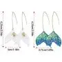 Mermaid Acrylic Earrings for Women Girls, MTSCE Colorful Fringed Pearl Sequin Fishtail Drop Dangle Earrings for Girls Purple Mermaid Earrings Ocean Jewelry