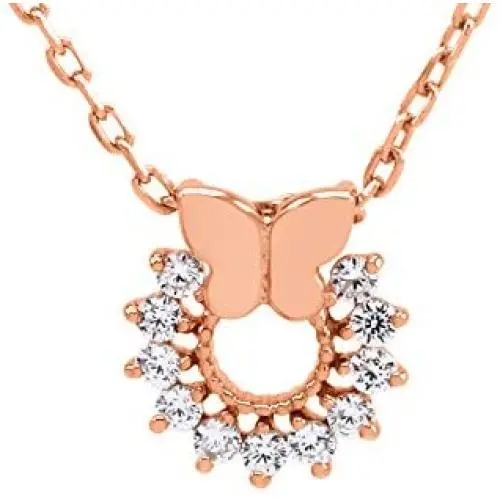 Jewel Zone US 14K Rose Gold Over Sterling Silver Butterfly Open Circle Pendant Necklace Jewel Zone US 14K Rose Gold Over Sterling Silver Butterfly Open Circle Pendant Necklace