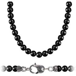 WESTMIAJW Black Onyx Beads Beaded Necklace Chain for Men Natural Gemstones Healing Crystals Jewelry 50/55/60/65/70cm