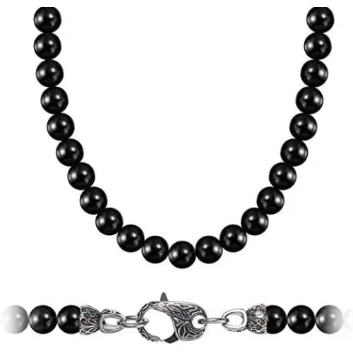 WESTMIAJW Black Onyx Beads Beaded Necklace Chain for Men Natural Gemstones Healing Crystals Jewelry 50/55/60/65/70cm WESTMIAJW Black Onyx Beads Beaded Necklace Chain for Men Natural Gemstones Healing Crystals Jewelry 50/55/60/65/70cm