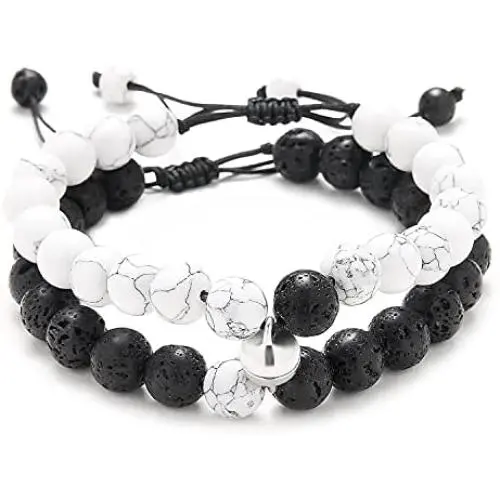T.F.L Couples Bracelets Magnetic Attraction Black Matte Agate Volcanic Stone Bracelet Distance Matching Relationship Beads Bracelets for Women Men Boyfriend Girlfriend Lovers Him and Her Gifts T.F.L Couples Bracelets Magnetic Attraction Black Matte Agate Volcanic Stone Bracelet Distance Matching Relationship Beads Bracelets for Women Men Boyfriend Girlfriend Lovers Him and Her Gifts