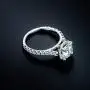 HAFEEZ CENTER 14K Solid White Gold 2ct Round Brilliant Cut DEF Color Moissanite Engagement Ring