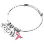 Casa De Novia Jewelry Ribbon Breast Cancer Awareness Believe Braver Stronger Beautiful Adjustable Bangle Charm Bracelet Women Gifts