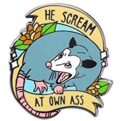 CENWA Possum Animal Lover Gift He Scream at Own Ass Brooch Pin Opossum Wildlife Jewelry