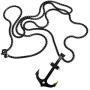 BUVE Black Nautical Anchor Necklace Pendant With Gold Tips Made From 316L Stainless Steel With 26 Inch Rolo Chain