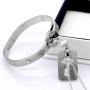 Uloveido Rose Gold Plated Titanium Matching Puzzle Couple Heart Lock Bracelet and Key Pendant Necklace for Men and Women