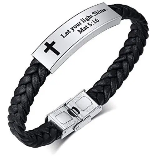 MPRAINBOW Christian Gifts for Men Women,Inspirational Religious Bracelets-Cross Jesus God Scripture Bracelet,Bible Verse Personalized Mantra Quotes Engraved Jewelry Braided Leather Cuff Bracelet MPRAINBOW Christian Gifts for Men Women,Inspirational Religious Bracelets-Cross Jesus God Scripture Bracelet,Bible Verse Personalized Mantra Quotes Engraved Jewelry Braided Leather Cuff Bracelet