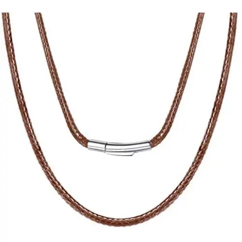 ChainsPro Waterproof Braided Leather Necklace Wax Rope Chain, Customize Available, 2/3mm Width, with Durable Snap Clasp, 16”18'' 20'' 22'' 24'' 26'' 28'' 30''-Send Gift Box ChainsPro Waterproof Braided Leather Necklace Wax Rope Chain, Customize Available, 2/3mm Width, with Durable Snap Clasp, 16”18'' 20'' 22'' 24'' 26'' 28'' 30''-Send Gift Box