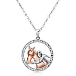 POPKIMI Horse Gifts for Girls Sterling Silver Horse Necklace for Women Birthday Gifts for Horse Lovers