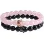 SEVENSTONE 2PCS Crown Couples Bracelet for Men Women King&Queen Bracelet Adjustable 8MM Beads SEVENSTONE 2PCS Crown Couples Bracelet for Men Women King&Queen Bracelet Adjustable 8MM Beads