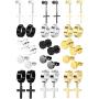 Jewdreamer 15 Pairs Stainless Steel Stud Dangle Earrings Set for Men Women Cool Huggie Hoop Earring Piercing