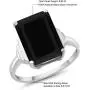 Gem Stone King 925 Sterling Silver Black Onyx Womens Ring (6.60 Cttw Emerald Cut 14X10MM Available 5,6,7,8,9)