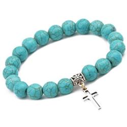 SBI Jewelry Vintage Turquoise Bracelets for Women Men Couple Beaded Stretch Bracelet Gift for Birthday