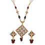 Ethnadore Indian Bollywood 14 K Gold Plated Faux Pearl Beaded Pendant Strand Necklace Earrings Jewelry Set